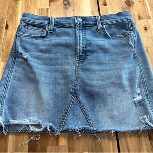 Arizona Jean Co Distressed Denim Mini Skirt Juniors 9 Raw Hem